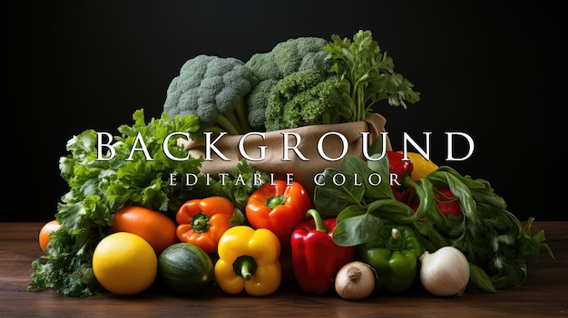 PSD paper bag filled with vegetables and fruits on a white background