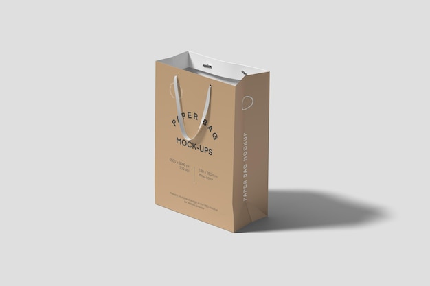 Paper bag mockup high angle view