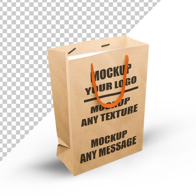 Paper bag mockup with transparent background