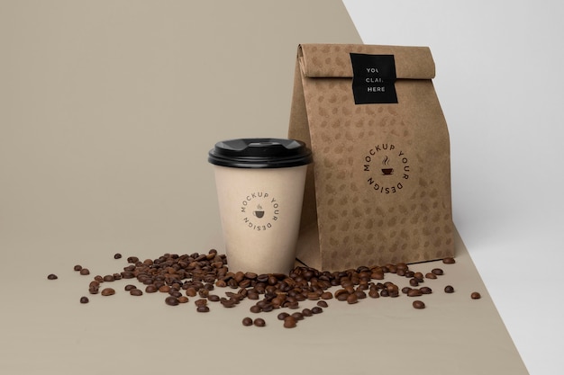 Paper bag with coffee mock up