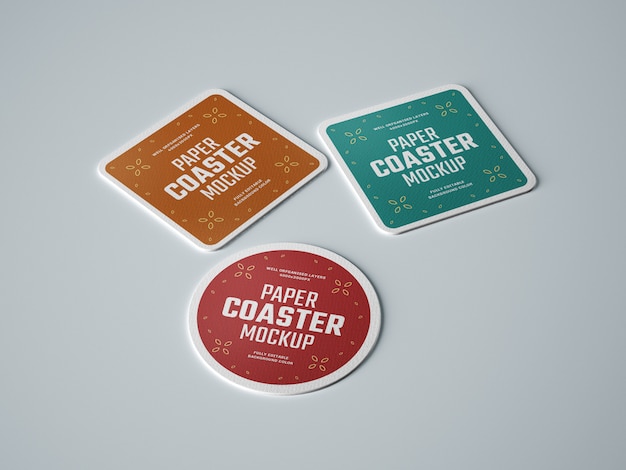 Paper Beverage Coaster Mockup
