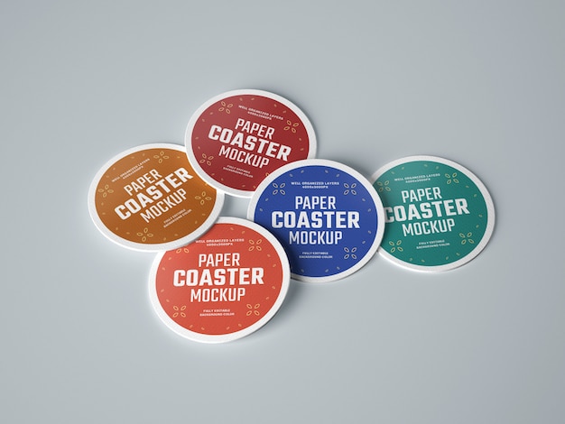 Paper Beverage Coaster Mockup
