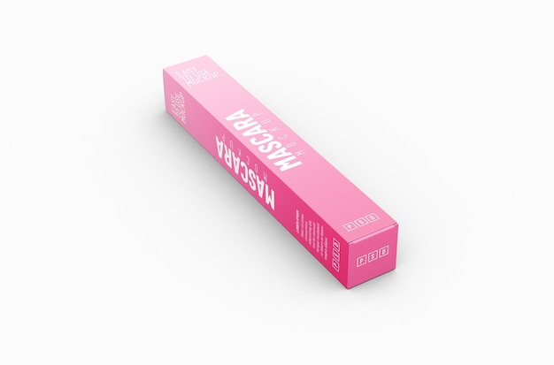 Paper box for mascara tube packaging template for product design mockup On clean background