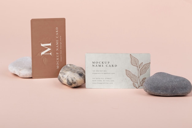 Paper card mock-up with stone and rocks