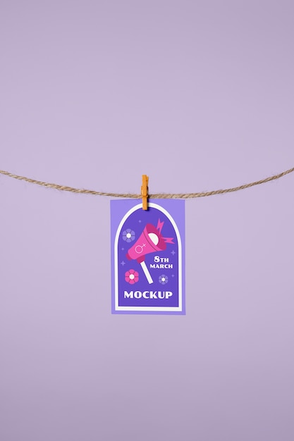 Paper on clothesline mockup