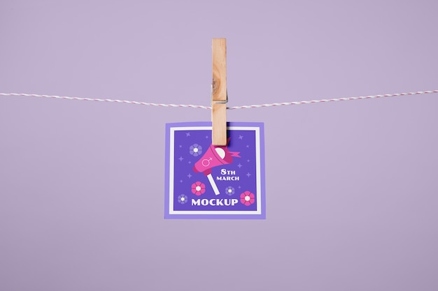 Paper on clothesline mockup