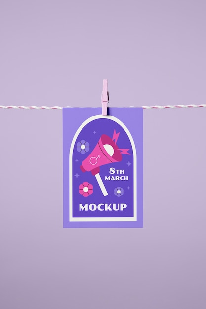 Paper on clothesline mockup