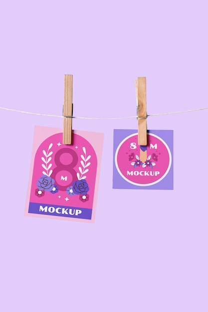 Paper on clothesline mockup