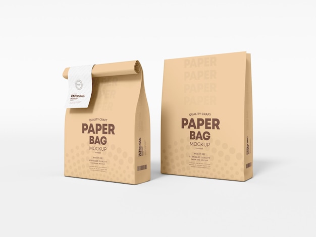 Paper Coffee Bag with Tag Packaging Mockup