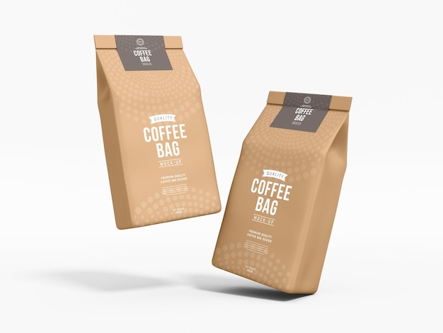 Paper Coffee Bag with Tag Packaging Mockup