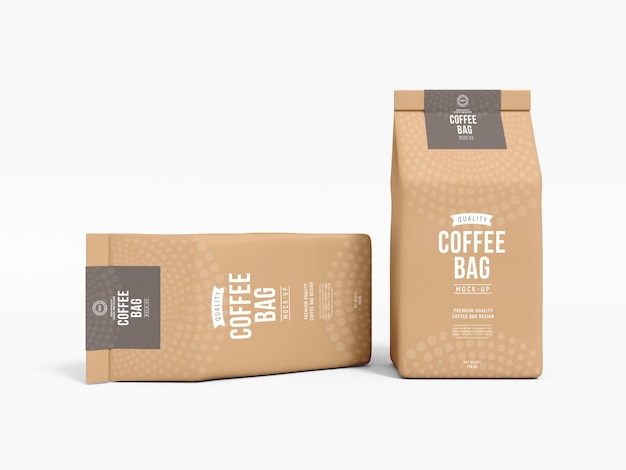 Paper Coffee Bag with Tag Packaging Mockup