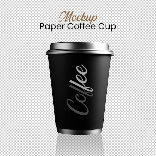 PSD paper coffee cup 3d drinkware with silver plastic lid on it with coffee logo transparent cup mockup