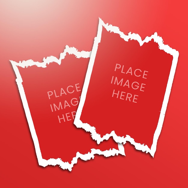 paper collage frame red background