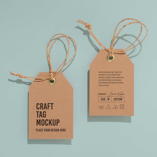 Paper craft tag mockup design