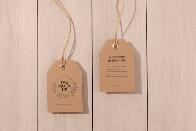 Paper craft tag mockup design