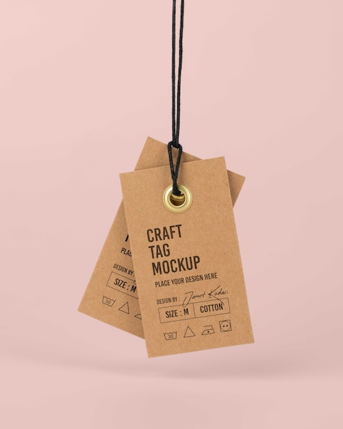 Paper craft tag mockup design