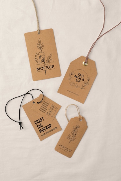 Paper craft tag mockup design