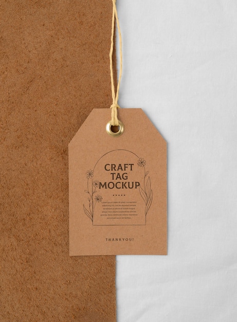 Paper craft tag mockup design