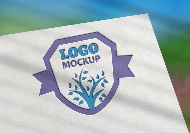 Paper engraved logo mockup