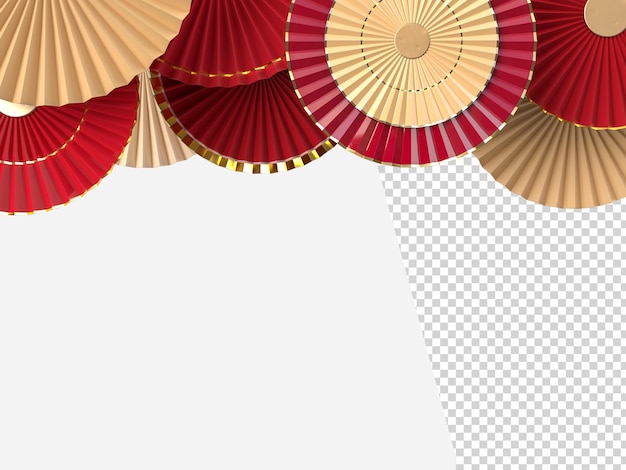 Paper fan chinese new year decoration Oriental Asian style concept of Happy Chinese New Year festival background 3D rendering