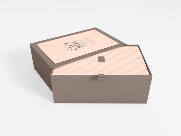 Paper Gift Box With Cover Sleeve Mockup