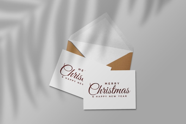 PSD paper greeting card envelope mockup christmas elements psd with shadow