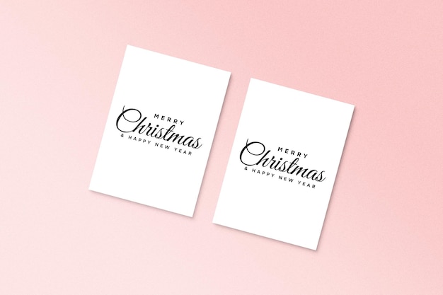 Paper greeting card mockup with christmas elements psd