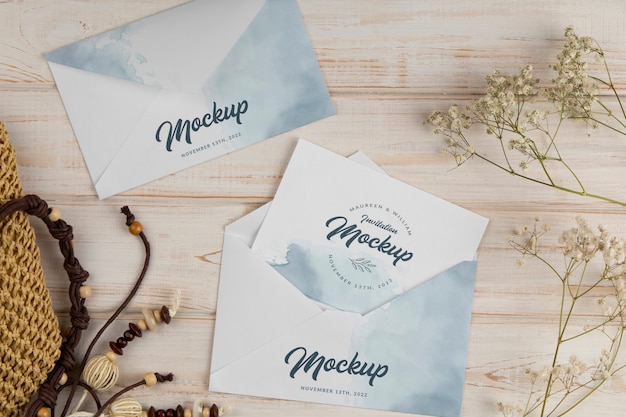 Paper invitation mock-up with watercolor design