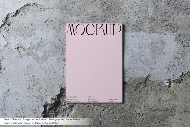 PSD paper mockup lying on concrete floor