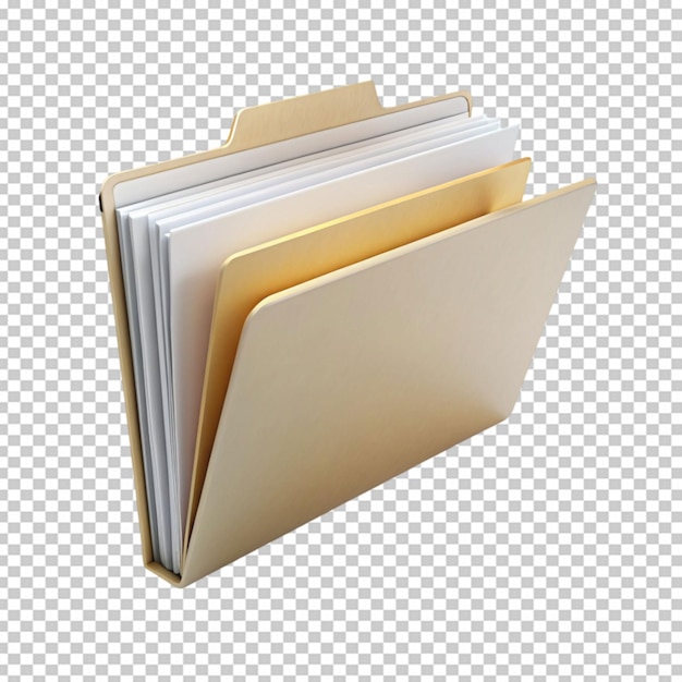 PSD paper organized in folder on transparent background