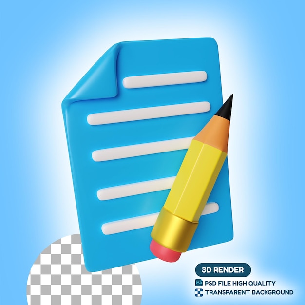 Paper and Pencil 3D Illustration Icon