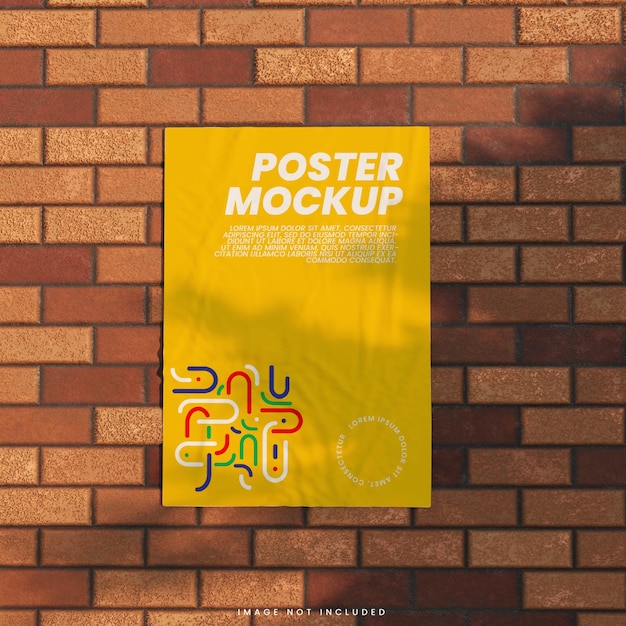 paper poster mockup with brickwall background