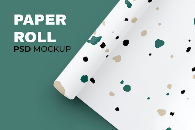 PSD paper roll mockup psd with ripped paper collage pattern