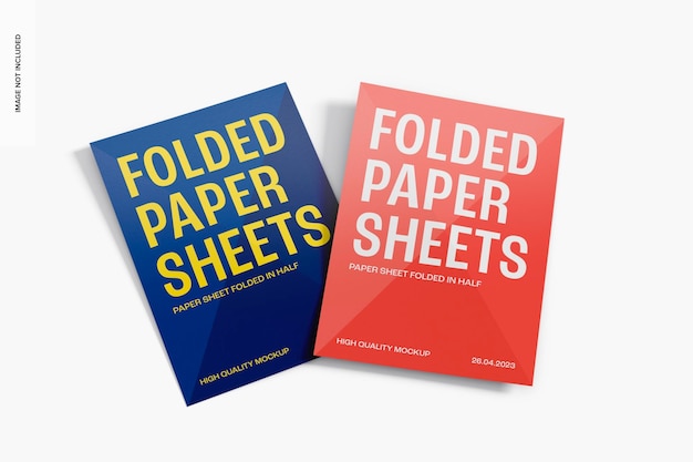 Paper Sheets Folded in Half Mockup