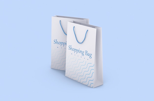 Paper shopping package with rope handles isolated mock up for branding and corporate identity