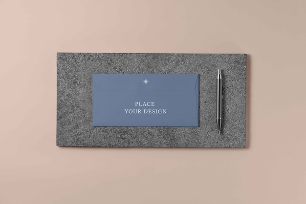 Paper stationery mock-up with stone material