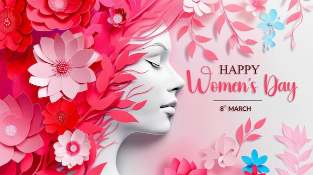 Paper Style Womens Day 8 March Images Greeting and Colorful Background