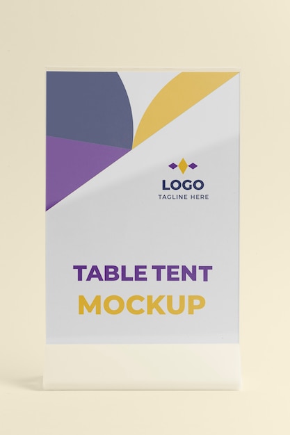 Paper table tent mockup isolated