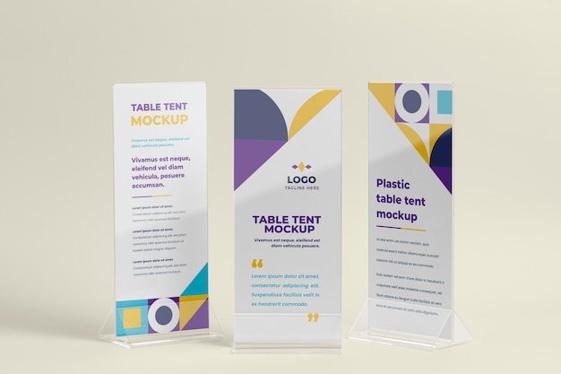 Paper table tent mockup isolated