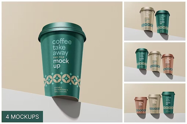 PSD paper take away coffee cup mockup