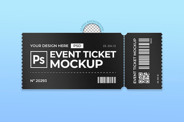 Paper ticket mockup for events and entertainment