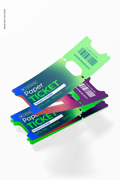 Paper Tickets Mockup, Folded