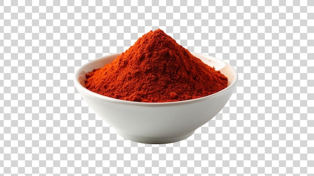 Paprika powder in a white bowl isolated on transparent background