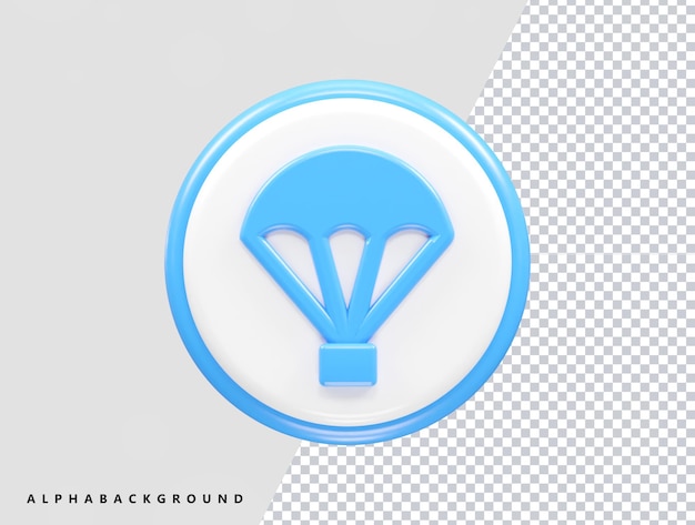 PSD parachute icon 3d illustration 3d rendering element