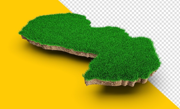 Paraguay map soil land geology cross section with green grass and Rock ground texture 3d