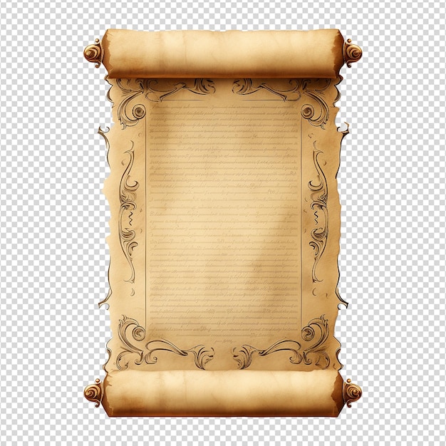 Parchment scroll ancient papyrus png isolated on transparent background