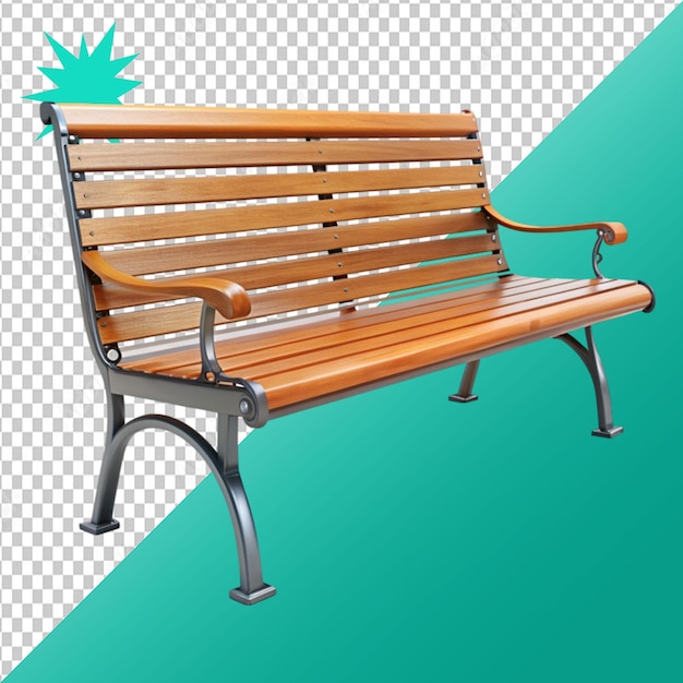 PSD park bench furniture isolated on transparent background