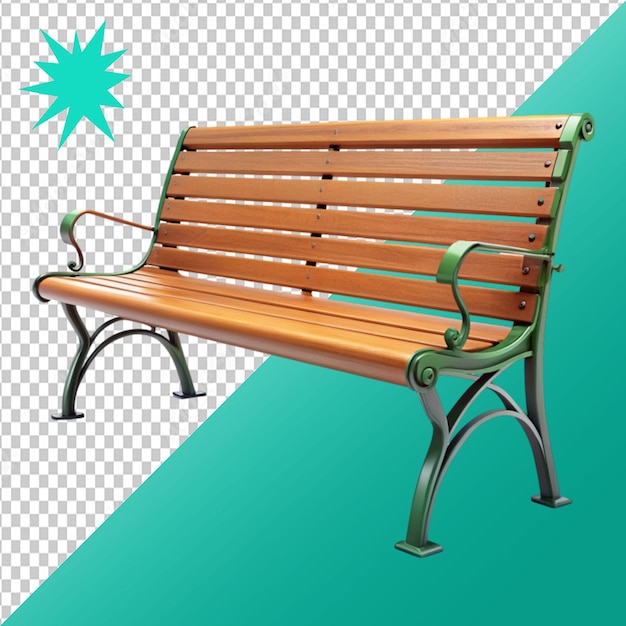 PSD park bench furniture isolated on transparent background