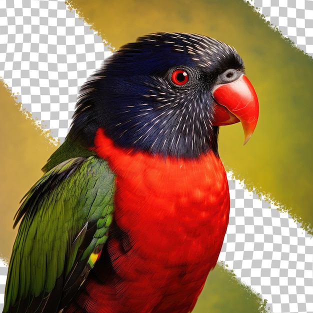 A parrot called Blackcapped Lory Lorius lory with a transparent background in a close up shot