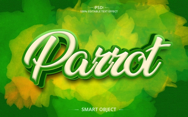 Parrot green color best editable colorful 3d text effect design